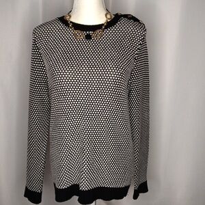 CHARTER CLUB Black & White Knit Sweater Sz M
